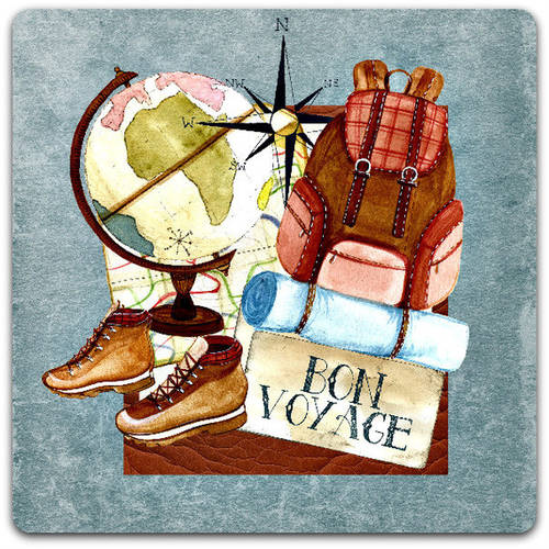 Carte Double Bon Voyage Creation Originale Fait Main 15cm X 15cm Un Grand Marche