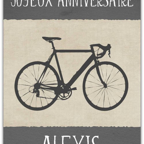 Carte anniversaire - vélo cyclisme - personnalisé, personnalisable 21cm x 15cm 