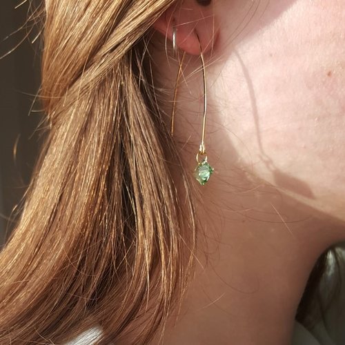 Boucles d'oreilles dorées et cristal swarovski vert