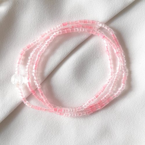 Bracelet triple rang ou collier rose