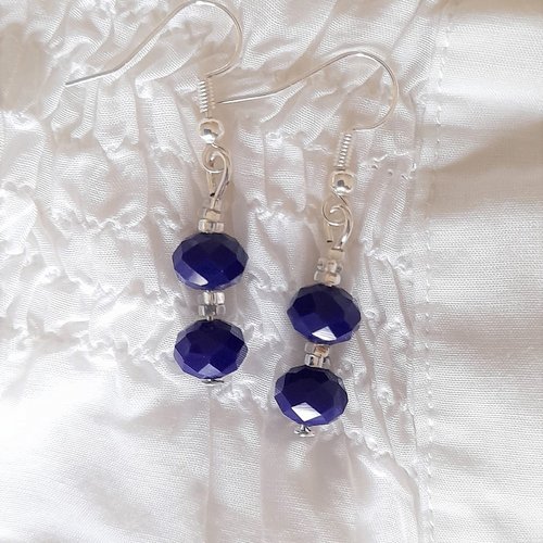 Boucles d'oreilles argent et bleu marine