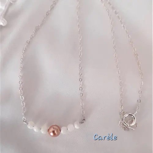 Collier argent sterling 925 et nacre véritable