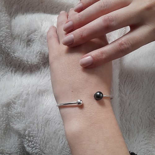 Bracelet argent 925 massif perle swarovski nacrée