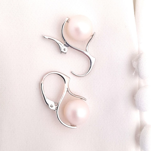Boucles d'oreilles argent 925 massif perle swarovski blanche nacrée