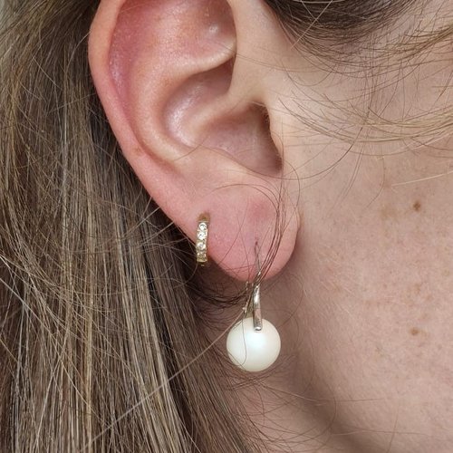 Boucles d'oreilles argent 925 massif perle swarovski blanche nacrée