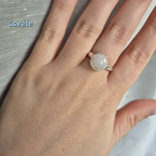 Bague argent massif et pierre de lune véritable