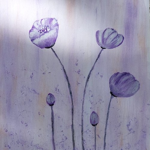 Fleurs violettes - peinture à l'acrylique