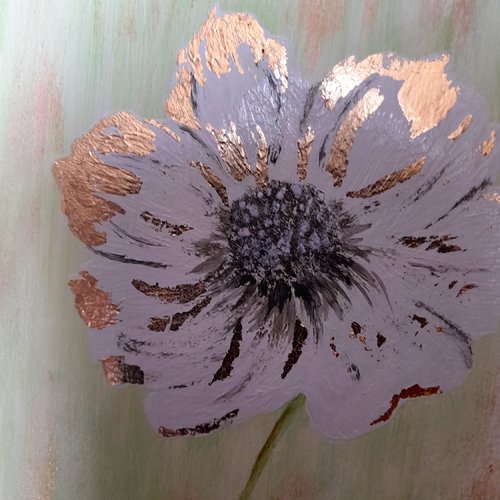 Fleur blanche dorée - peinture à la main