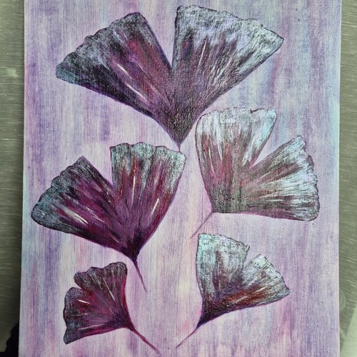 Les ginkgos - tableau peint à la main