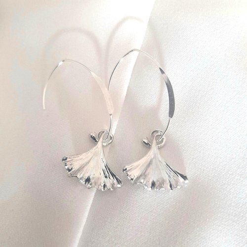 Boucles d'oreilles ginkgo argent 925