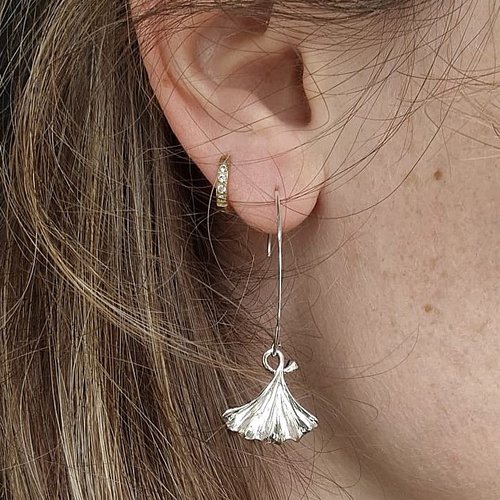 Boucles d'oreilles ginkgo argent 925