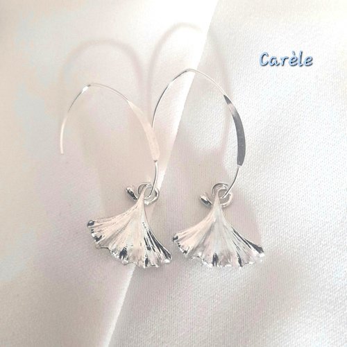 Boucles d'oreilles ginkgo argent 925