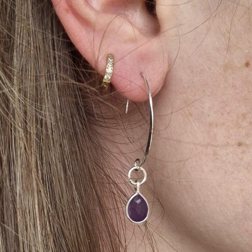 Boucles d'oreilles argent 925 et améthyste