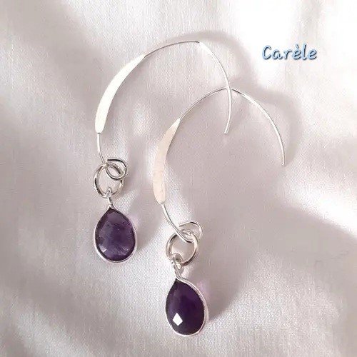 Boucles d'oreilles argent 925 et améthyste véritable