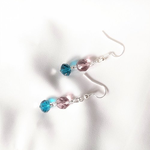 Boucles d'oreilles indigo et améthyste