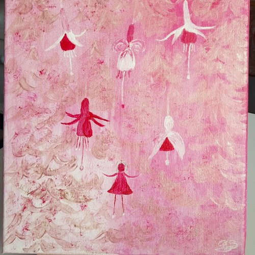 Fuchsia - tableau peint à la main