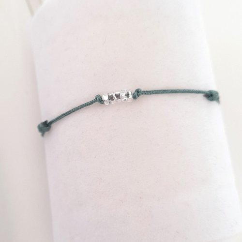 Bracelet couleur émeraude et argenté