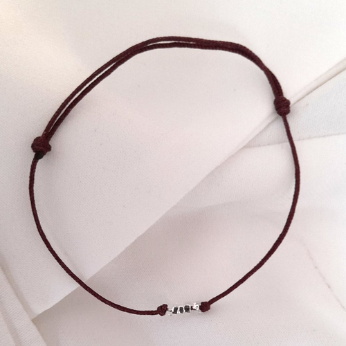 Bracelet bordeaux et argent