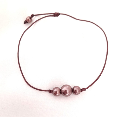 Bracelet perles en verre couleur bronze