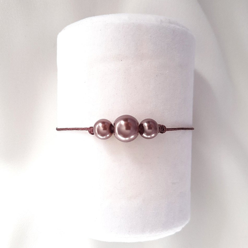 Bracelet perles en verre couleur bronze
