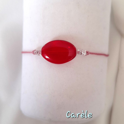 Bracelet perles rouge et argentées