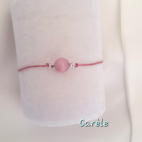 Bracelet perle rose chatoyant et argenté