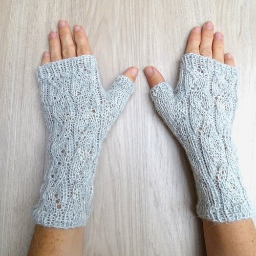 Mitaines femme grises en laine alpaga