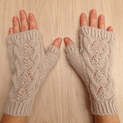 Mitaines femme beiges en alpaga