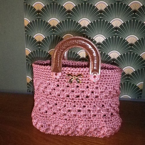 Sac à main au crochet vieux rose