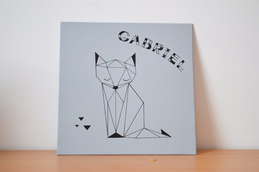 Sur Commande Tableau Geometrique Origami 25x25 Cm Renard A Personnaliser Pour Decoration Chambre Bebe Ou Garcon Un Grand Marche