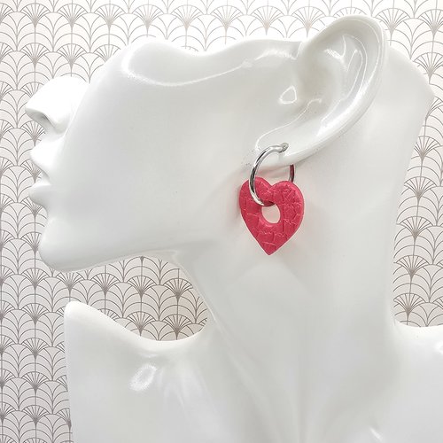 Boucles d'oreilles créoles interchangeables forme coeur