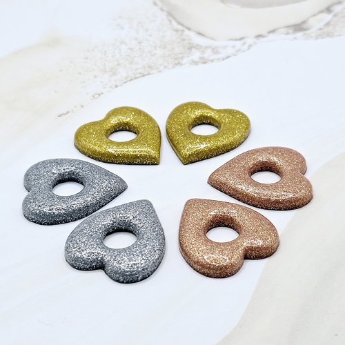 2 pampilles seules sans les créoles, pour boucles d'oreilles créoles interchangeables forme coeur