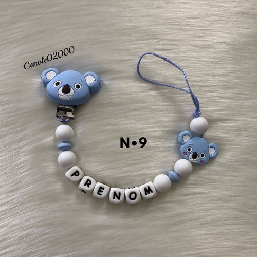 Attache tétine en silicone, accroche tutute personnalisée modèle koala, plusieurs coloris et modèles au choix