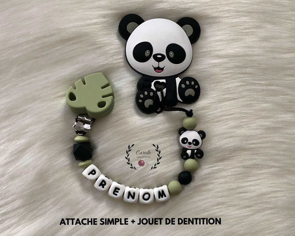 Attache t?�tine ou doudou ou double personnalis?�e en silicone avec ou sans jouet de dentition 