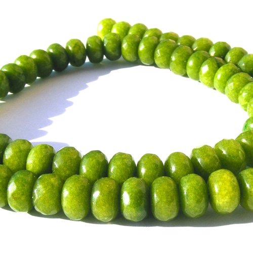 8 perles pierres rondelle péridot verte à facette, 8 mm