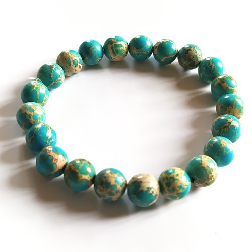 8 perles pierres jaspe impérial bleue, 8 mm