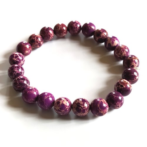8 perles pierres jaspe impérial violette, 8 mm