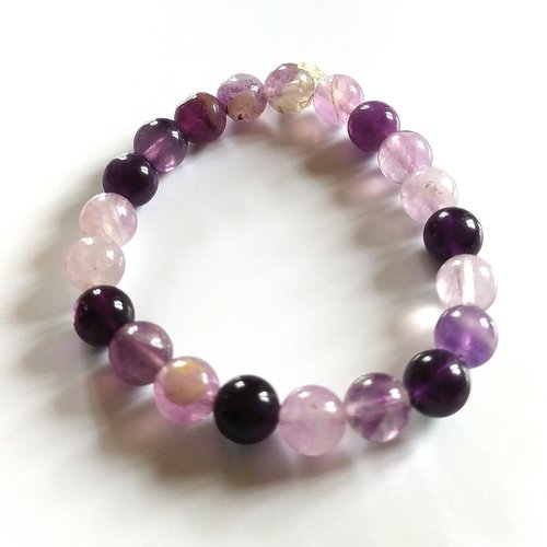 8 perles pierres fluorite violette,rose, 8 mm