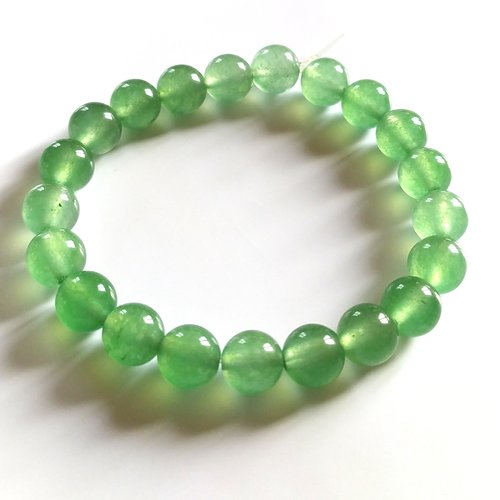 8 perles pierres jade verte, 8 mm