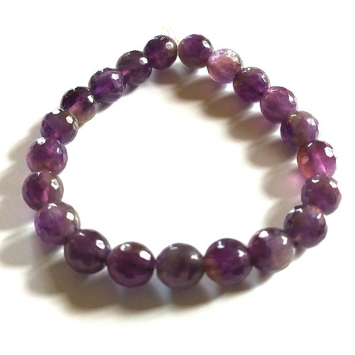 8 perles pierres améthyste violette à facette, 8 mm