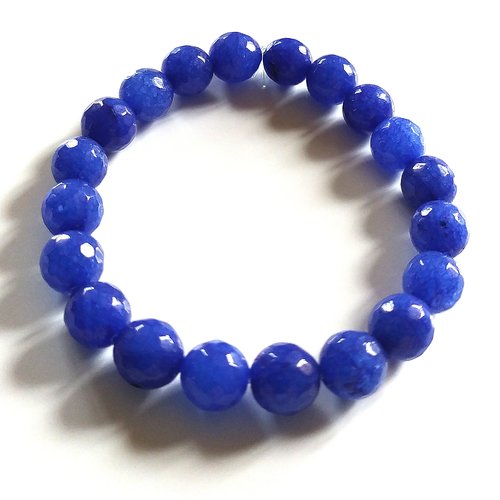 8 perles pierres saphir bleu à facette, 8 mm