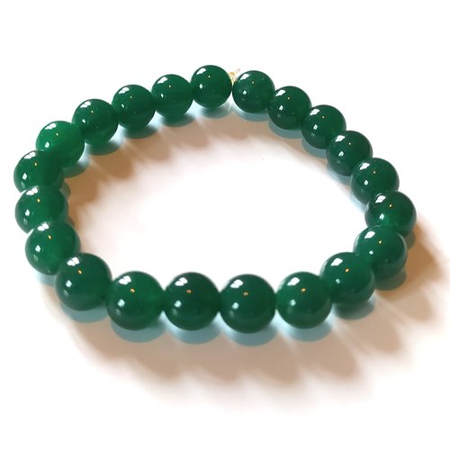 5 perles pierres onyx vert, 8 mm