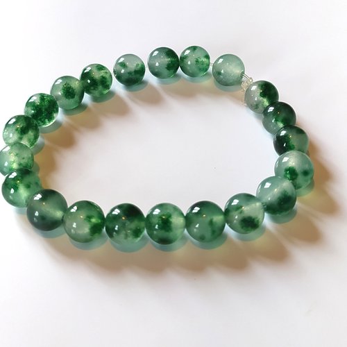 6 perles pierres agate mousse verte, 8 mm