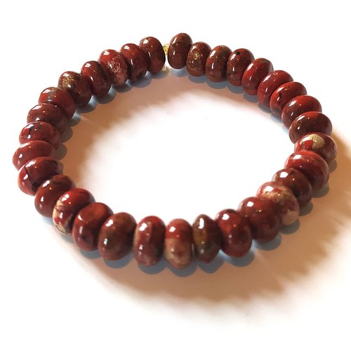 8 perles rondelles pierres agate rouge strié, 8x4 mm