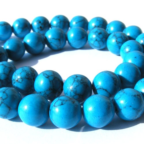 8 perles pierres howlite bleu, 8 mm