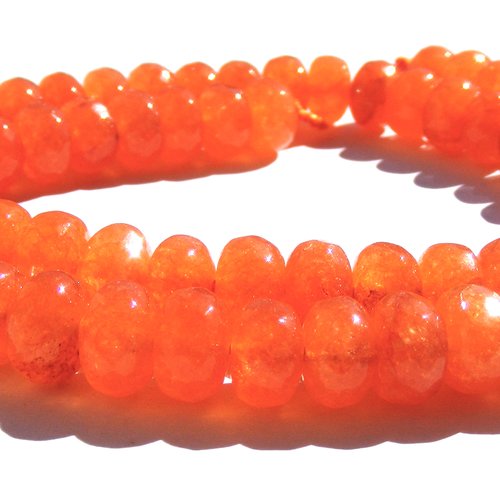 8 perles pierres rondelle agate orange à facette, 8x4 mm