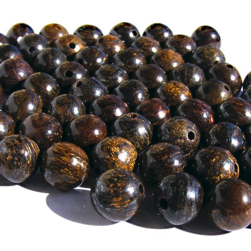 8 perles pierres bronzite marron bronze, 8 mm