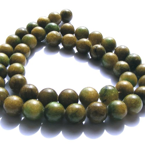 8 perles pierres jade verte, 8 mm