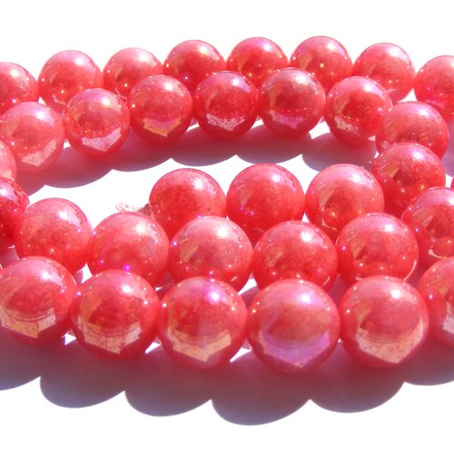 8 perles pierres angélite rose irisée, 8 mm