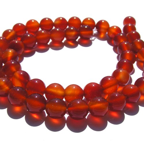 8 perles pierres agate cornaline rouge orangé, 8 mm